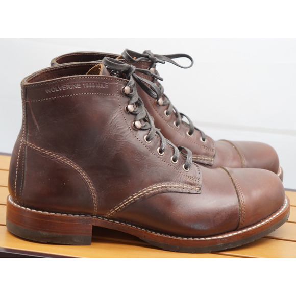 Wolverine 1000 Mile Boots Men 10.5 D Leather Cap Toe Goodyear Welt Heritage - Picture 5 of 13